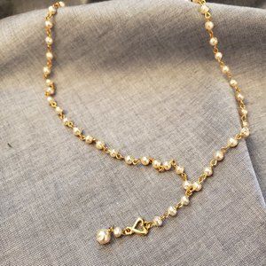 Exquisite mini pearl necklace w/ sweet heart ring